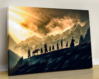 Epic Fellowship-canvasafdruk: op Lord and the Ring geïnspireerde fantasykunst