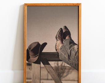 Canvaskunst cowgirl: modern westers decor met blonde vrouw