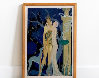 Georges Barbier "Lovers" Art Print, Sapphic Vintage Poster