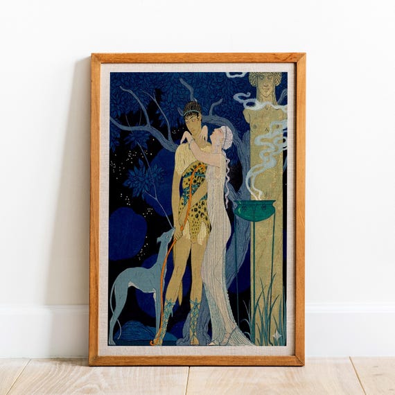 Georges Barbier "Lovers" Art Print, Sapphic Vintage Poster