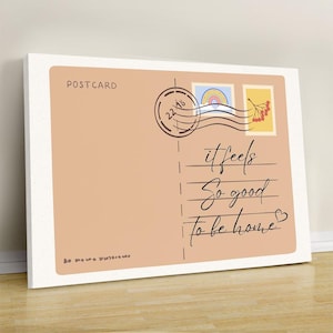 Qué bien se siente estar en casa, postal vintage para pared, impresión horizontal moderna, póster retro, arte de pared femenino y adorable.