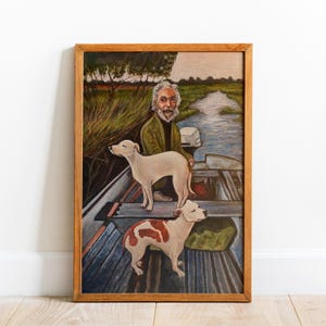 Goodfellas Old Man and Dogs Painting Poster, Good Fellas Poster Print, Ready to Hang