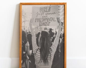 Feministyczna sztuka protestacyjna: plakat o prawach dziewcząt, wzmocnione kobiety