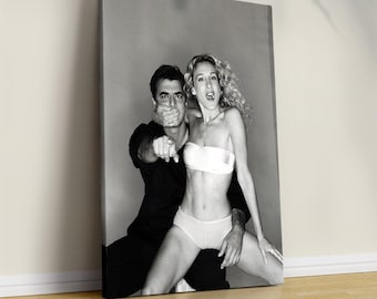 Affiche emblématique de Carrie et Mr. Big, décoration d'art murale SATC noir et blanc