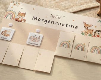Morgenroutine & Abendroutine für Kinder | Boho Routineplaner mit 72 Karten | Montessori Tagesplan| Vorlage zum Ausdrucken