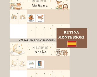 Morning and Evening Routine for Children | Montessori Visual Routines | Boho Children's Planner with 72 Cards | Downloadable PDF