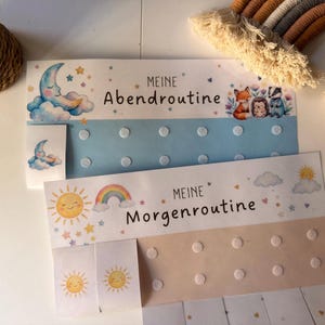Morgenroutine & Abendroutine Kinder | Planificateur de routine Sonne et Mond Boho avec 72 cartes | Plan d'apprentissage Montessori | Vorlage zum Ausdrucken
