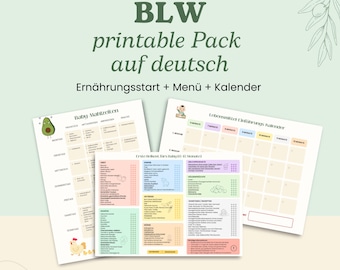 Download-Paket BLW in Deutsch | Baby Led Weaning Planer | Lebensmittel-Liste, Kalender, Checkliste & anpassbares Menu in Canva