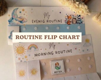 Routine Flip Chart for Kids | Morning & Bedtime Routine Printable | Montessori Visual Routine Cards | PDF Instant Download