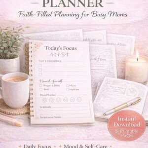 Christian Mom Planner | Faith Based, Self-Care Organizer (PDF Download)