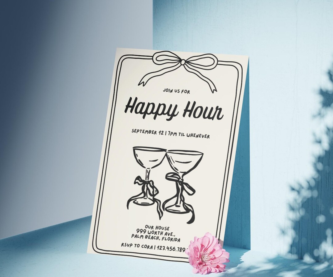 Editable Happy Hour Invitation – Digital Cocktail Party Invite ...