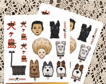 Pegatinas de la Isla de los Perros - Juego de 2