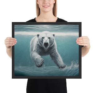 Polar Bear Framed Poster - Into the Wild Wall Art Print for Nature Lovers & Wildlife Decor