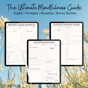 The Ultimate Mindfulness Guide | Gratitude, Mindfulness & Manifestation Journal | Instant Download + 10 Digital Stickers | Printable PDF