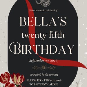 Twilight Inspired Digital Birthday Invitation | Editable Vampire Party Invite | Download & Personalize | Bella Edward Theme | Template