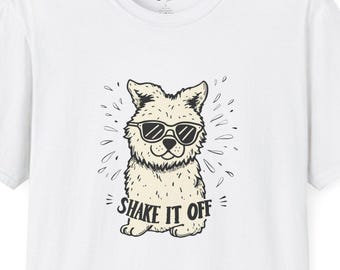 Koszulka Shake It Off Dog inspirowana muzyką – Minimalistyczna koszulka z grafiką – Koszulka z alternatywną muzyką – 100% bawełny – Odzież uliczna unisex