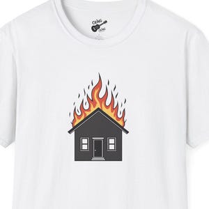 The roof is on Fire Graphic Tee, 100% Cotton T-Shirt, Unisex Softstyle Top, Music Lover Gift, Casual Tee Shirt, Original Design, Cake Band