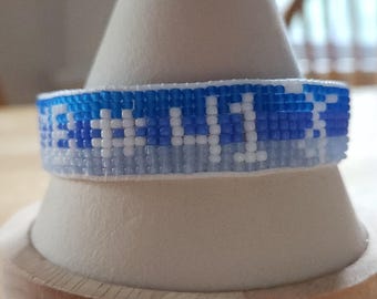 DMB #41 Handmade Beaded Bracelet Blue Gradient