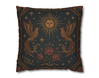 Funda de almohada Sol y Luna Celestiales: Decoración gótica barroca para el hogar