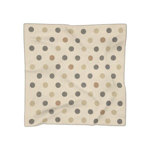 Neutral Polka Dot Scarf – 25x25 Beige Square Bandana | Soft Grunge Fall Hair Wrap | Minimalist Dotted Head Scarf