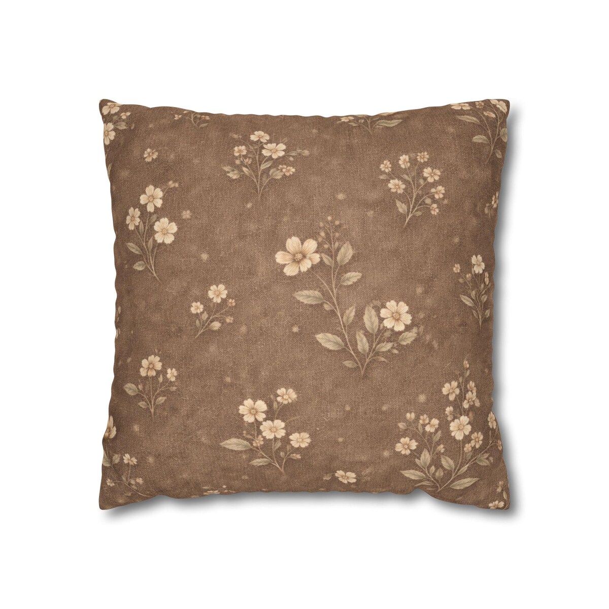 Muted Brown European Floral Pillow Cover Neutral Vintage Pattern 18x18