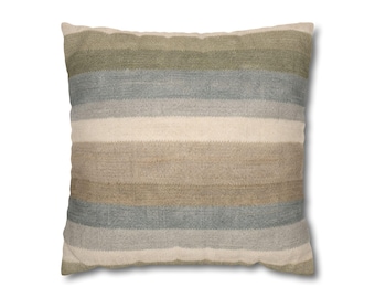 Striped Pillow Cover Blue Beige Modern Throw Pillow