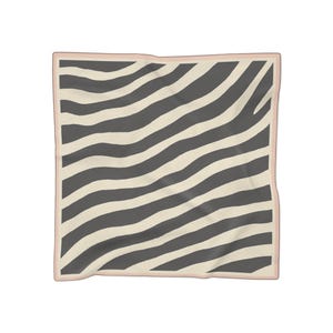 Zebra Print Chiffon Scarf: Blush Pink Border, Animal Print Headscarf