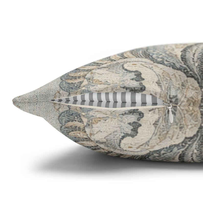 Patina Blue Vintage Floral Pillow Cover | French Country Linen Look image 13