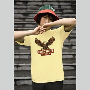 Cordsmiff Cycles Eagle Tee | Retro Biker Graphic T-Shirt for Men | Vintage Americana Moto Shirt | Gift for Him | Bold Summer Style