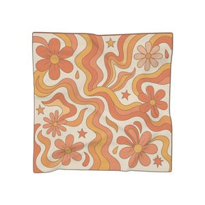 Retro Flower Power Chiffon Scarf: 70s Psychedelic Bandana