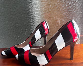 Vintage Striped Pumps Size 7.5 Euro 38