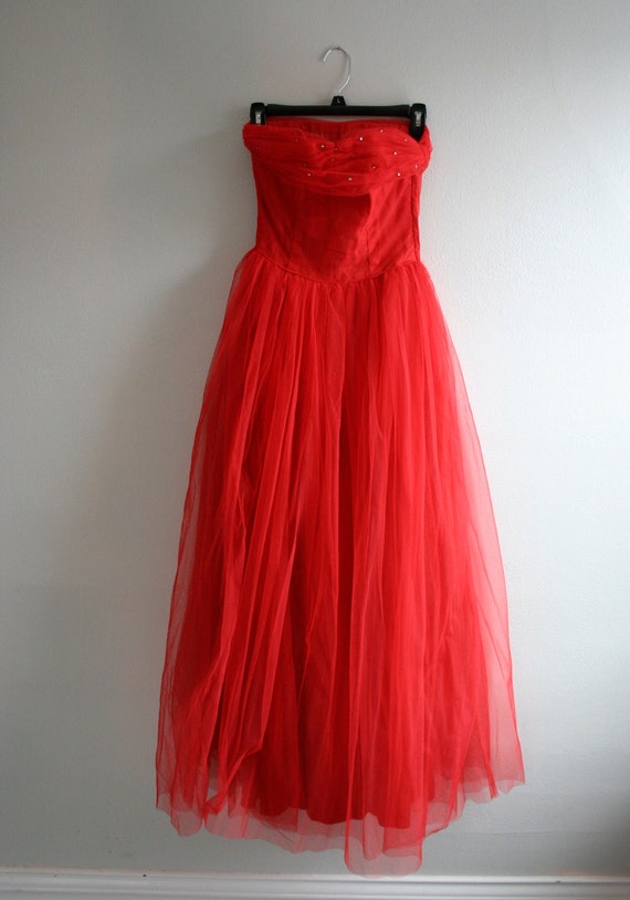 50s Tulle Party Dress Evening Dress Size XXS