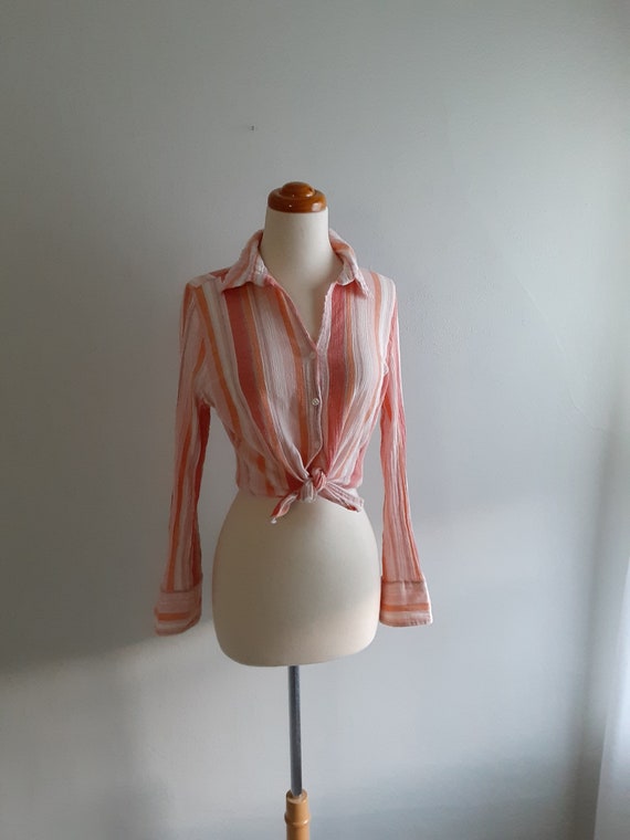 Cotton Striped Blouse Size S/M