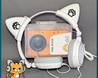 Portable Cassette Player and Cat Ear Headphones | Walkman Style – The Roar by Paws & Rewind