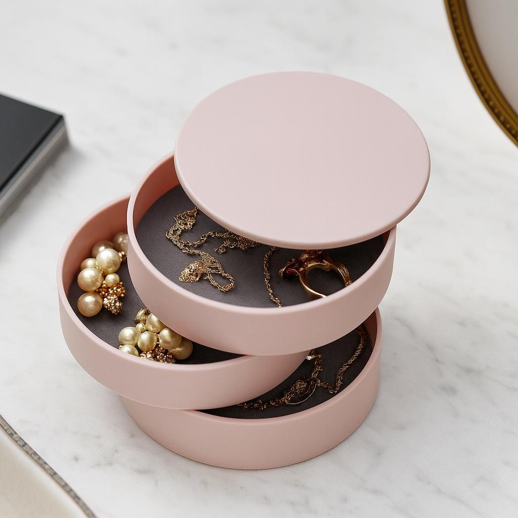 Rotating Jewelry Organizer Box: Multi-layer Trinket Storage With