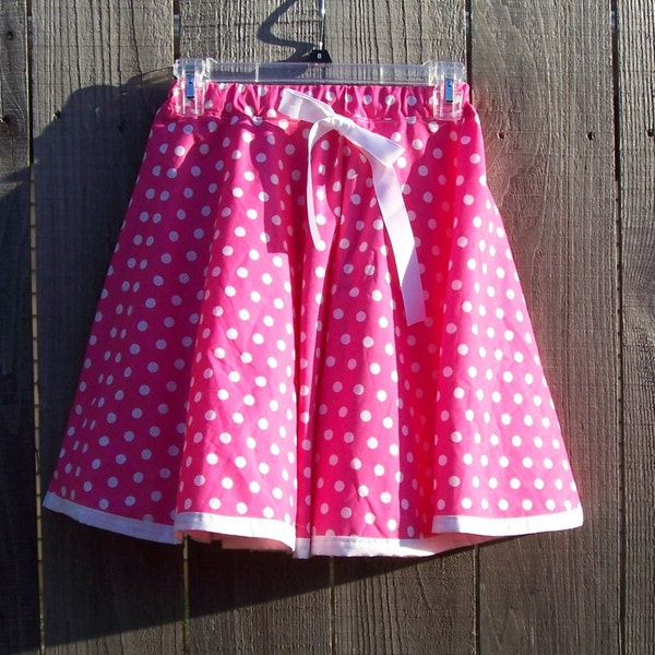 SALE Pink Polka Dot Spring Summer Twirl Skirt sz 7 8 Ready to Ship
