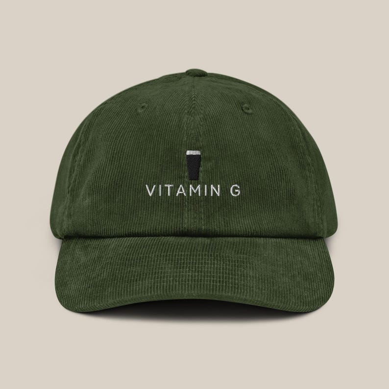 Guinness Pint Corduroy Hat: Vitamin G Irish Cap Dark Olive