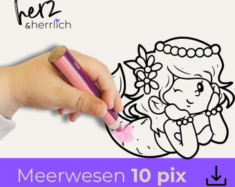 Ausmalbilder Meerjungfrau/Meermann, digitaler Download, Ausmalbild Meerjungfrau
