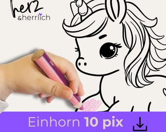 Ausmalbilder Einhorn, Einhörner, Regenbogen, digitaler Download, Ausmalseite Einhorn