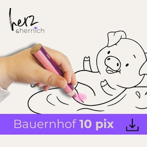 Ausmalbilder Bauernhof, Malvorlage Bauernhof, Hund, Schaf, Kuh, Ziege, Frosch, Schwein, Pferd, Schmetterling, digital download, coloring