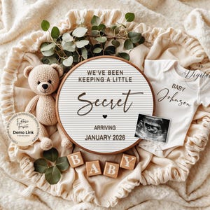 Pregnancy Announcement Digital, Baby Announcement, Editable Template, Neutral Baby Reveal,  Customizable Announcement, Digital Download,