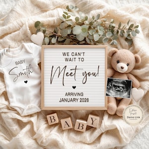 Pregnancy Announcement, Digital Pregnancy Announcement, Baby Announcement, Editable Baby Announce, Instant Download, Meet you