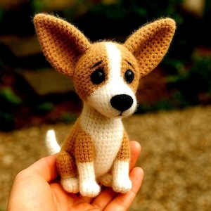 Organic Cotton Crochet Dog Toy: Squeaky Amigurumi Puppy Gift