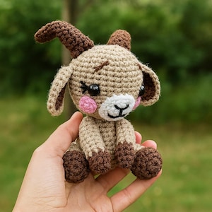 Soft Goat Plush Toy - Amigurumi Handmade Goat, Crochet Goat Model, Yummy & Cuddly Gift for Kids, Perfect Crochet Animals