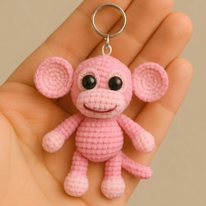 Crochet Monkey Keychain: Handmade Amigurumi Plush Bag Charm