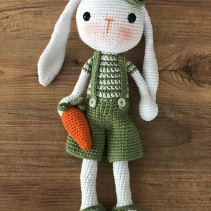 Handmade Amigurumi Crochet Bunny Rabbit Plush Toy - Cute Stuffed Animal for Baby Shower & Nursery Decor