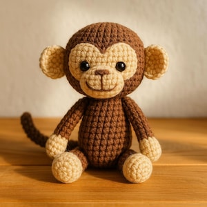 Crochet Monkey Plush | Handmade Amigurumi Monkey Toy | Personalized Plush Monkey Gift | Cute Hand Knitted Monkey for Kids and Adults