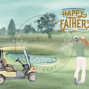 Golf Dad Father’s Day Card in gorgeous watercolor design. No writing on inside so you can handwrite your own message. 8.5x11, fold in half.