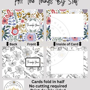 Questa confezione da 10 biglietti di ringraziamento è perfetta per un'occasione speciale. Si stampano su carta di formato standard 8,5x11 e si piegano a metà. Non è necessario tagliarli.