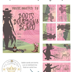 COWGIRL UP, BUNCO girls! Boots, Bourbon and Bunco Bundle Set is Awesome! Saddle up with your girlfriends and have some fun.